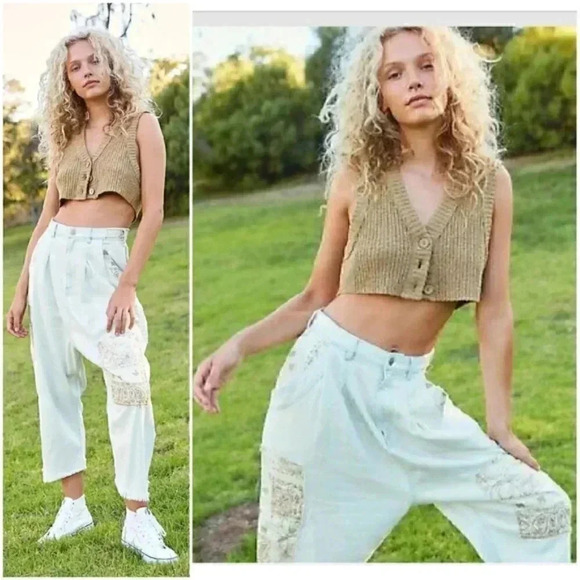 FREE PEOPLE NORTH STAR BANDANA PATCHED HAREM JEANS - Picture 2 of 5